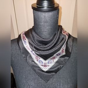 Vintage Anne Klein Silk Polka Dot Scarf 20x21 inches